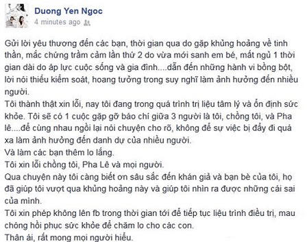 Dương Yến Ngọc thừa nhận mình bị hoang tưởng